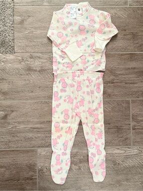 Vintage Carter’s Cream and Pink Footed Pajama Set with Toy Pattern NWT